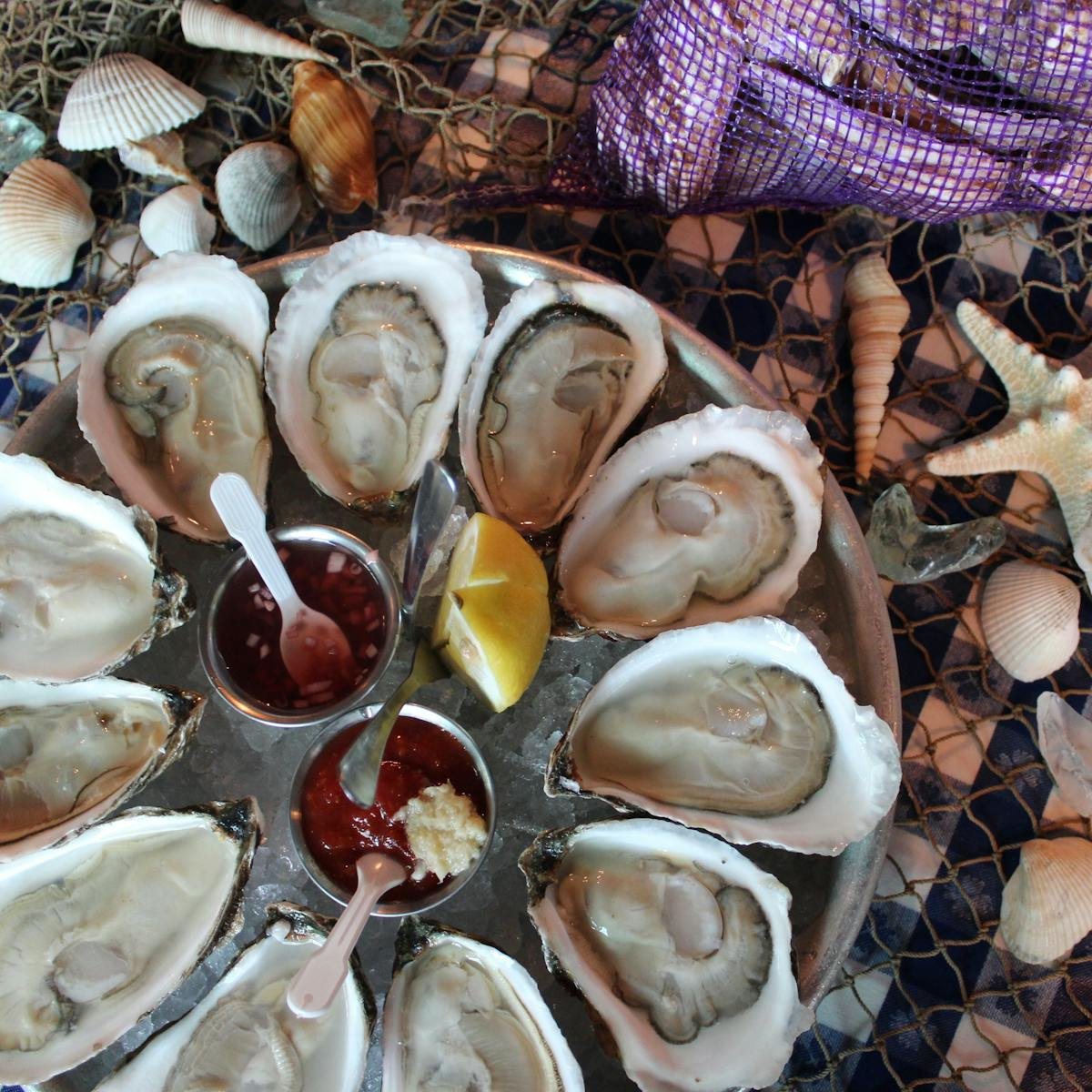 Oysters on ice at the raw bar